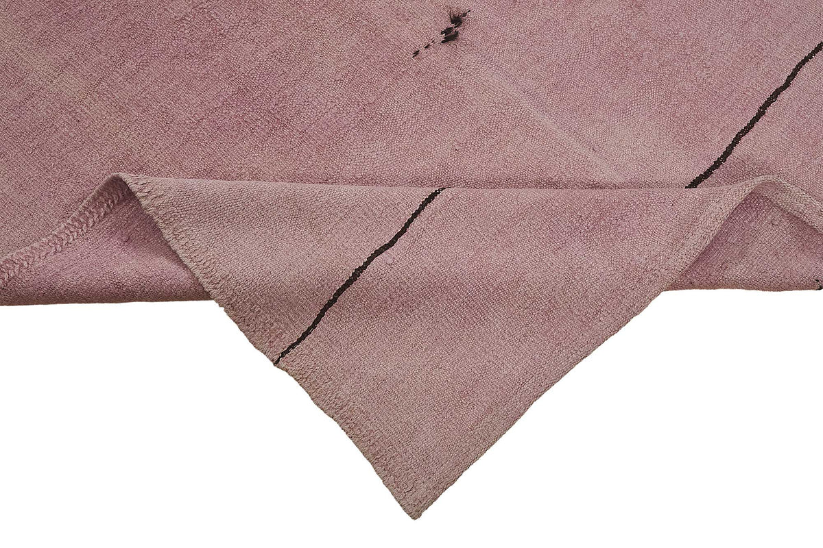 Zomna Kendir Düz Dokuma Pembe Desensiz Vintage Halı 160x292 cm 50456 – kenar detayı