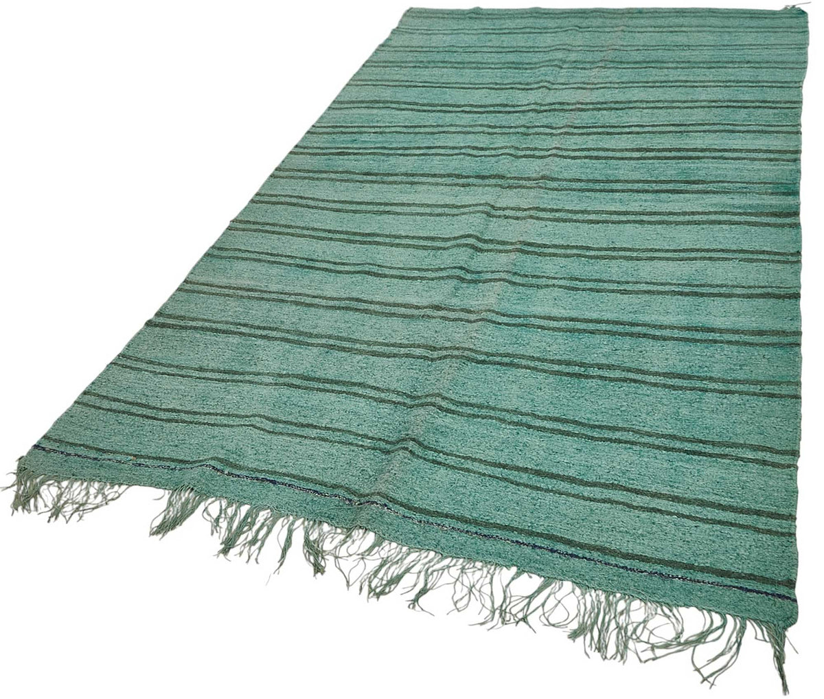 Zomna Turkuaz Kırmızı Çizgili Modern El Dokuma Halı 153x274 cm – doku yakın çekim