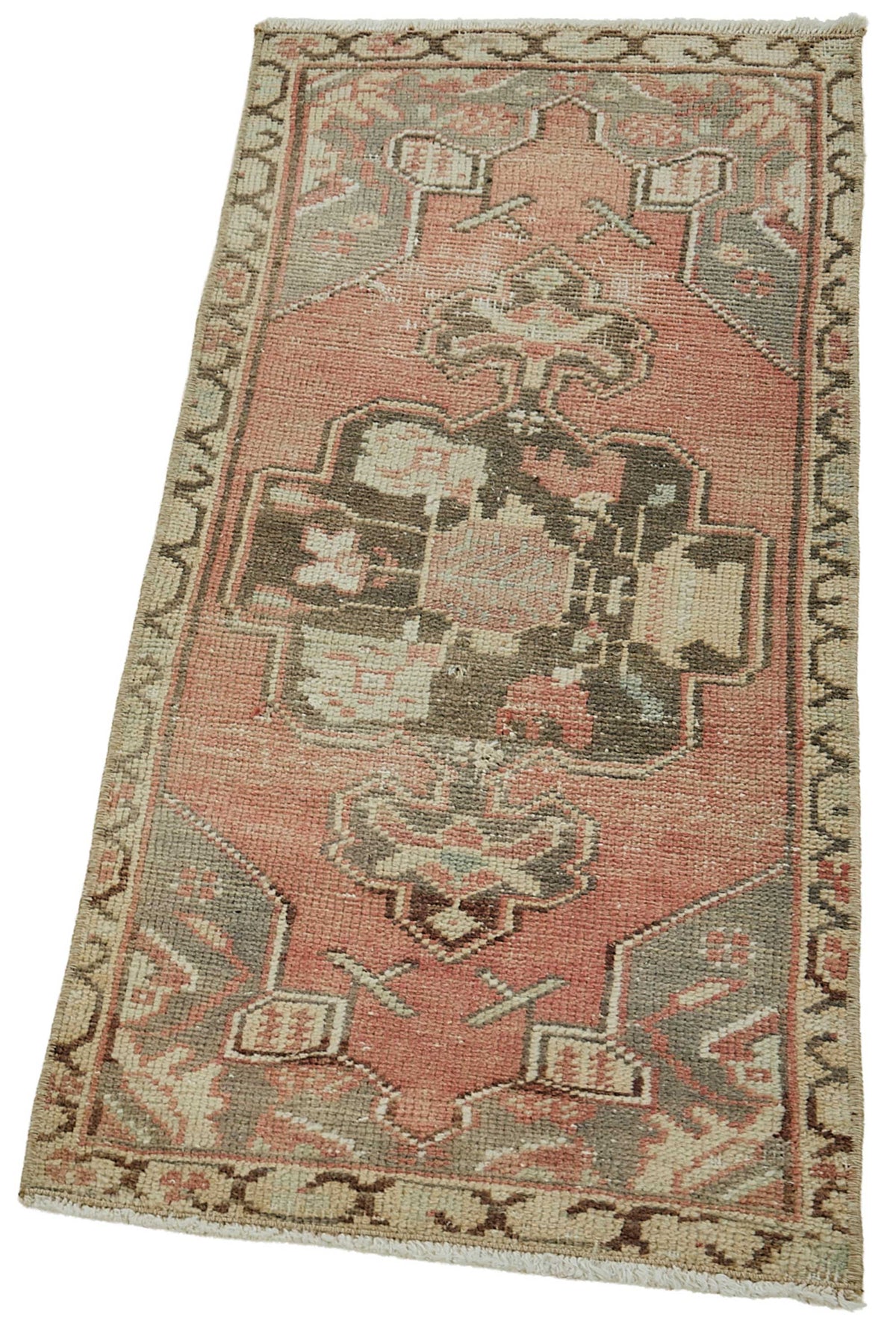 Vayla Gümüş Kırmızı Geometrik Etnik El Dokuma Halı 43x94 cm – doku yakın çekim