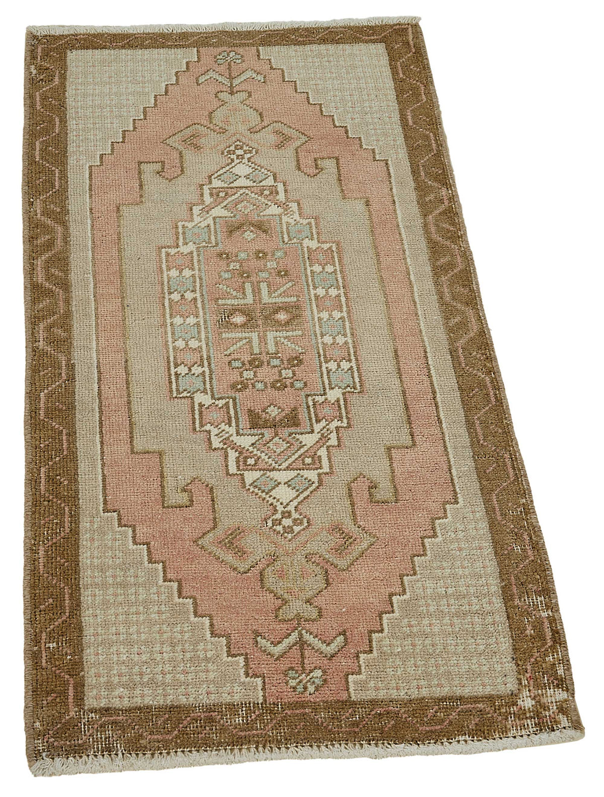 Vayla Overdyed Bej Geometrik Desenli Yün Yolluk 50x102 cm – genel görünüm