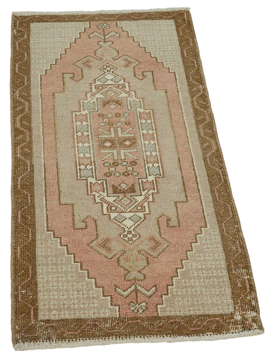 Vayla Overdyed Bej Geometrik Desenli Yün Yolluk 50x102 cm – genel görünüm