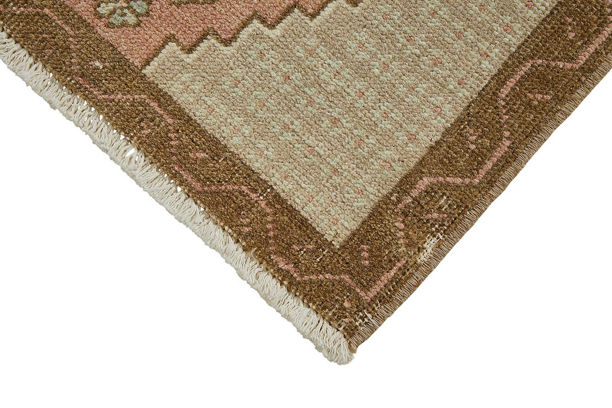 Vayla Overdyed Bej Geometrik Desenli Yün Yolluk 50x102 cm – detay görünümü
