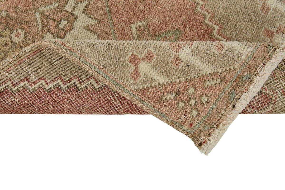 Vayla Bej Geometrik Etnik Pamuk Yün El Dokuma Halı 40x89 cm – kenar detayı