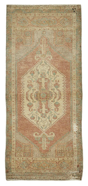 Vayla Kahverengi Madalyon Desenli Yün Overdyed Halı, 48x111 cm 50722