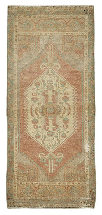 Vayla Kahverengi Madalyon Desenli Yün Overdyed Halı, 48x111 cm 50722