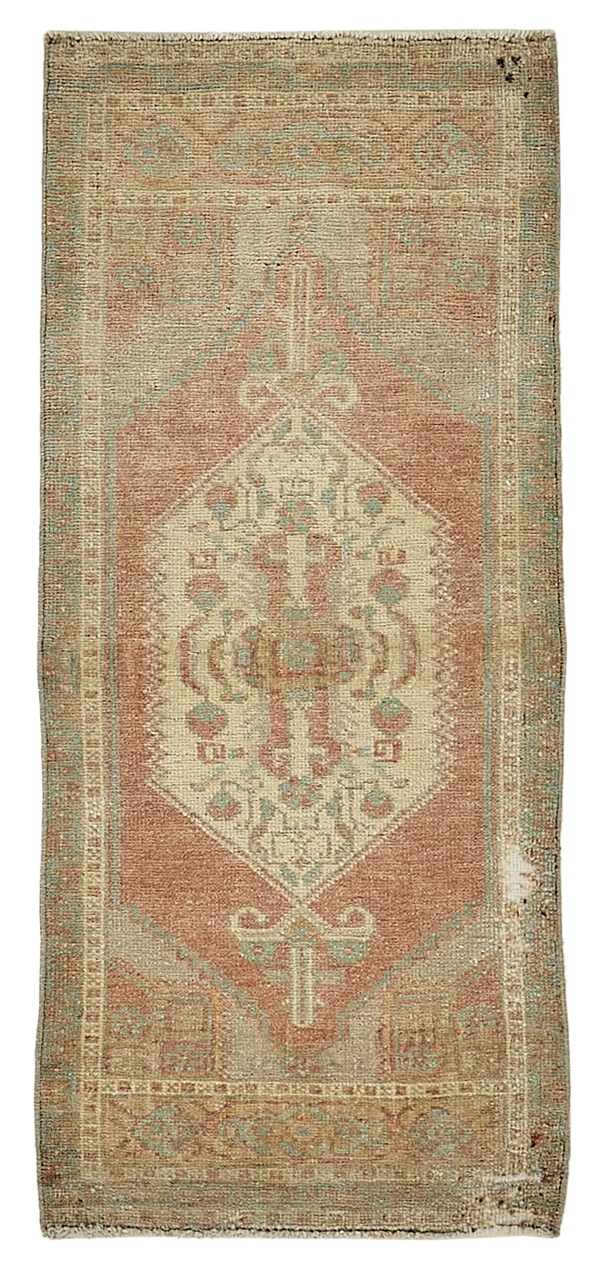 Vayla Kahverengi Madalyon Desenli Yün Overdyed Halı, 48x111 cm 50722