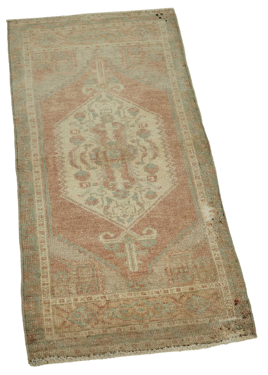 Vayla Kahverengi Madalyon Desenli Yün Overdyed Halı, 48x111 cm 50722 – genel görünüm