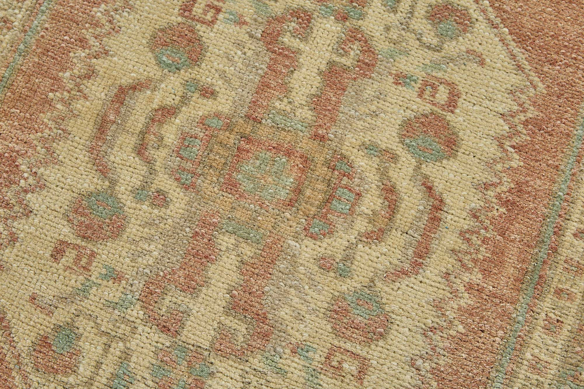 Vayla Kahverengi Madalyon Desenli Yün Overdyed Halı, 48x111 cm 50722 – mekânda kullanım