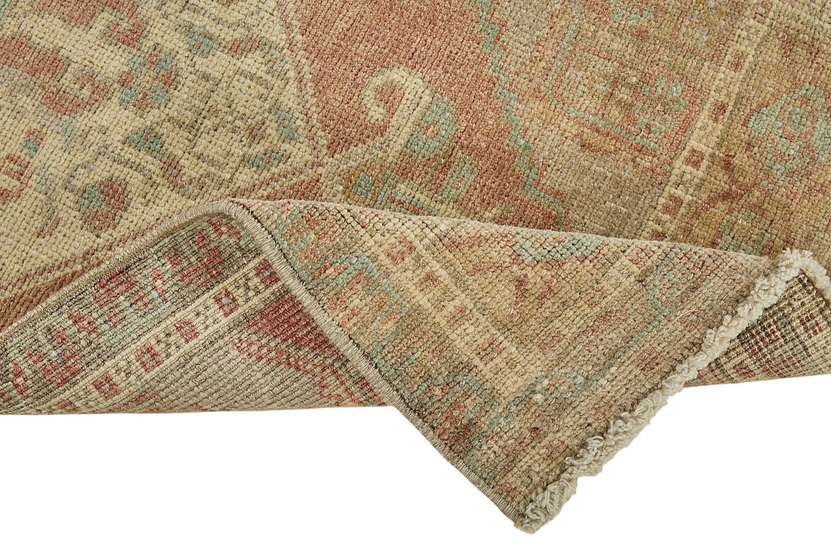 Vayla Kahverengi Madalyon Desenli Yün Overdyed Halı, 48x111 cm 50722 – kenar detayı
