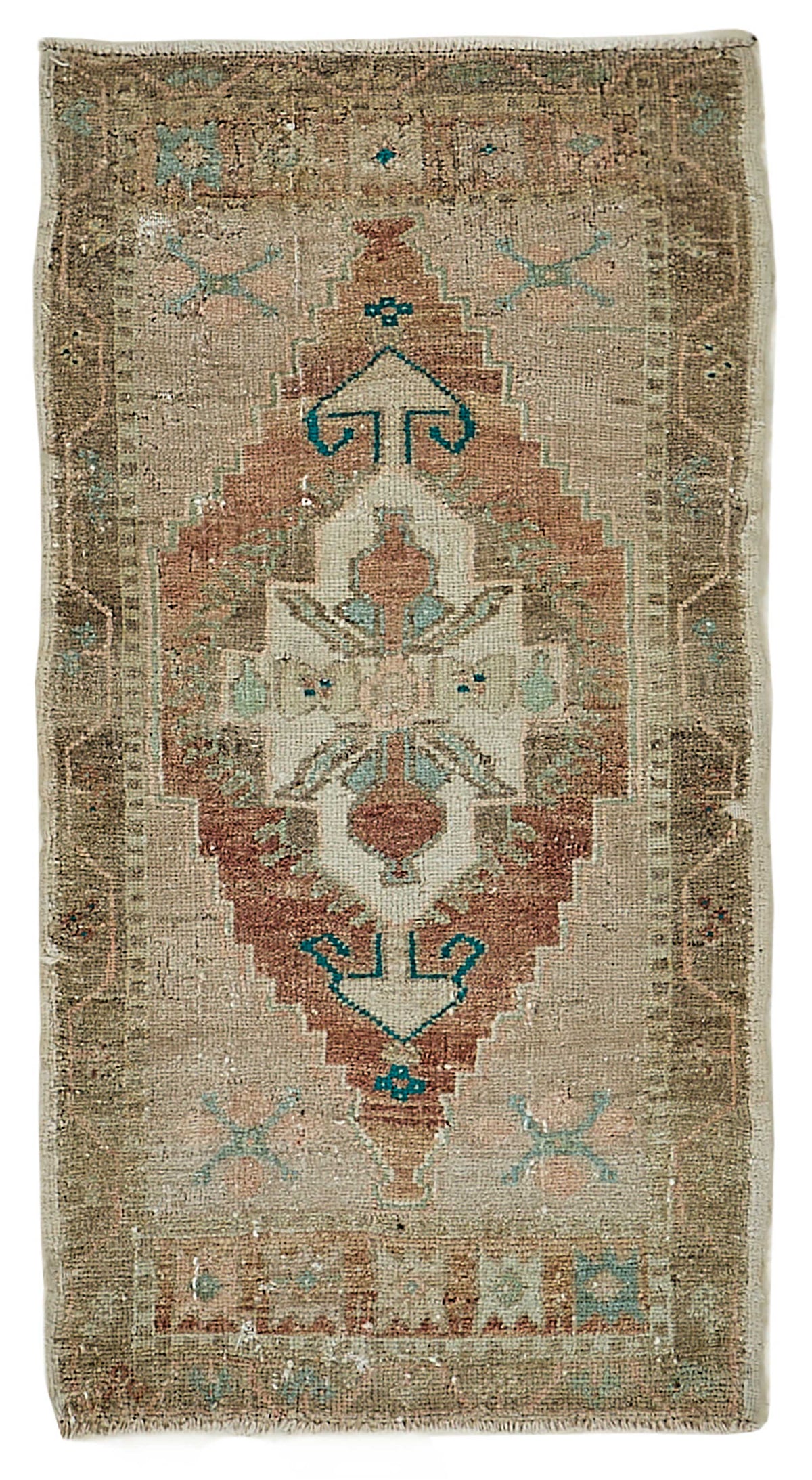 Vayla Bej Kahverengi Etnik Pamuk Yün El Dokuma Halı 53x99 cm