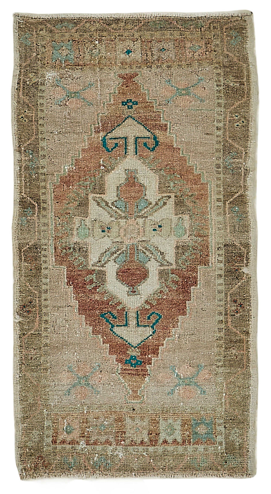 Vayla Bej Kahverengi Etnik Pamuk Yün El Dokuma Halı 53x99 cm