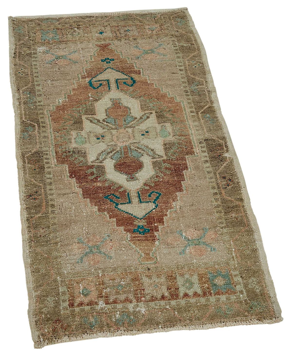 Vayla Bej Kahverengi Etnik Pamuk Yün El Dokuma Halı 53x99 cm – genel görünüm