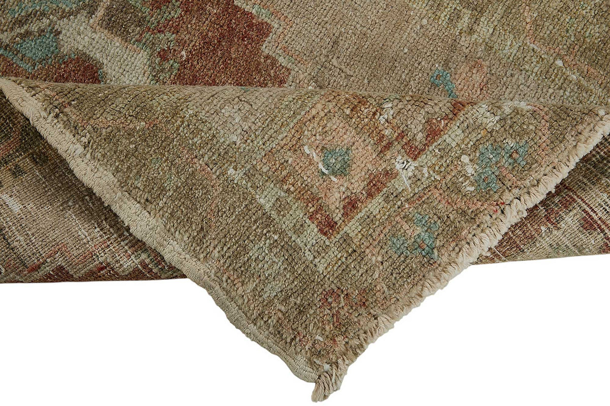 Vayla Bej Kahverengi Etnik Pamuk Yün El Dokuma Halı 53x99 cm – kenar detayı