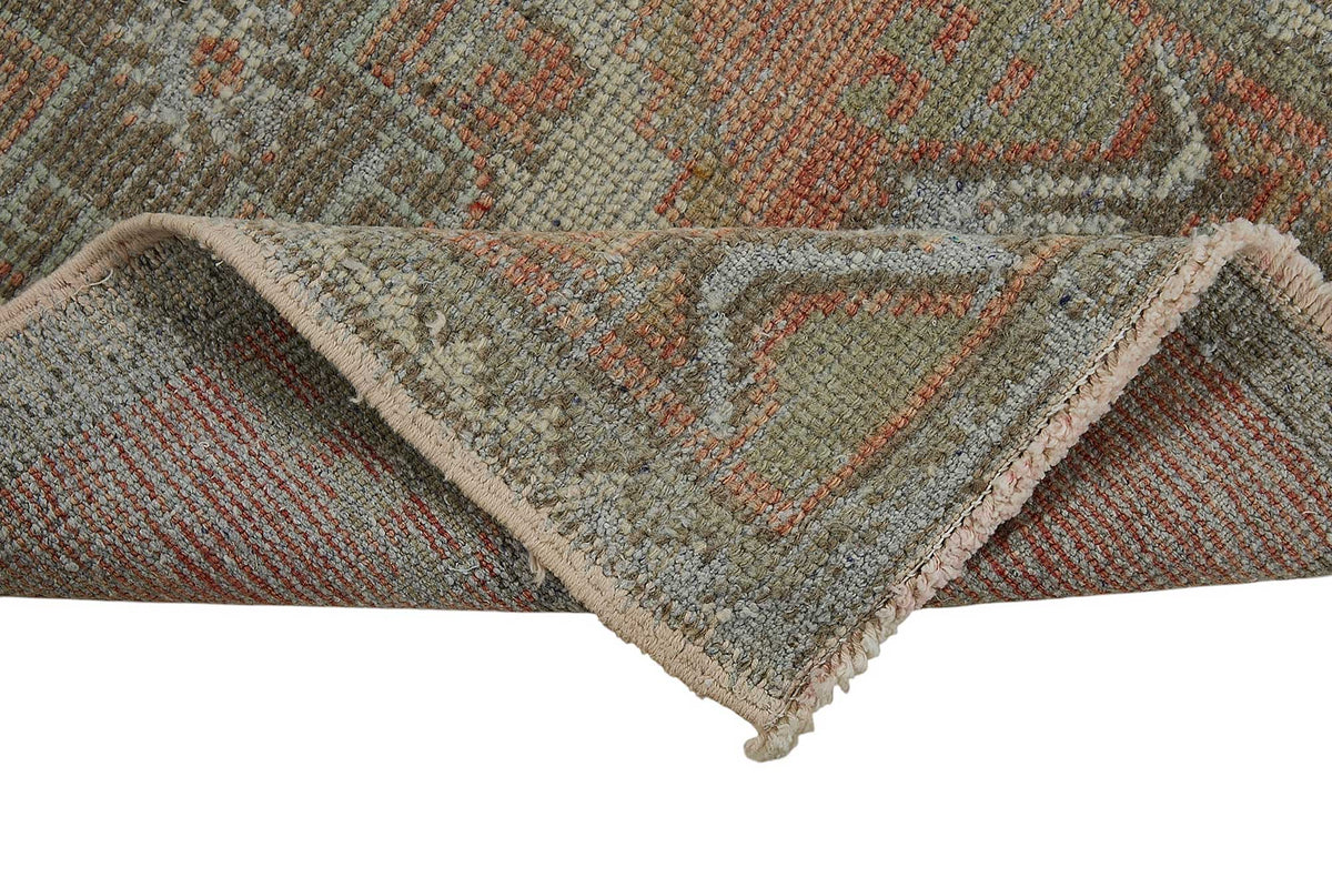 Vayla Turuncu Gri Geometrik Desenli Pamuk Yün El Dokuma Halı 47x88 cm – kenar detayı