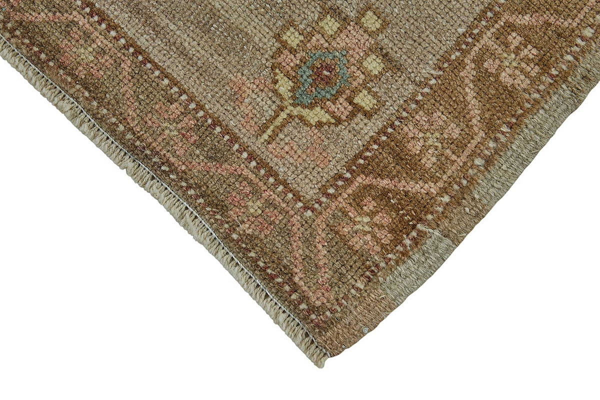 Vayla Gri Kahverengi Geometrik Desenli Etnik El Dokuma Halı 57x61 cm – detay görünümü