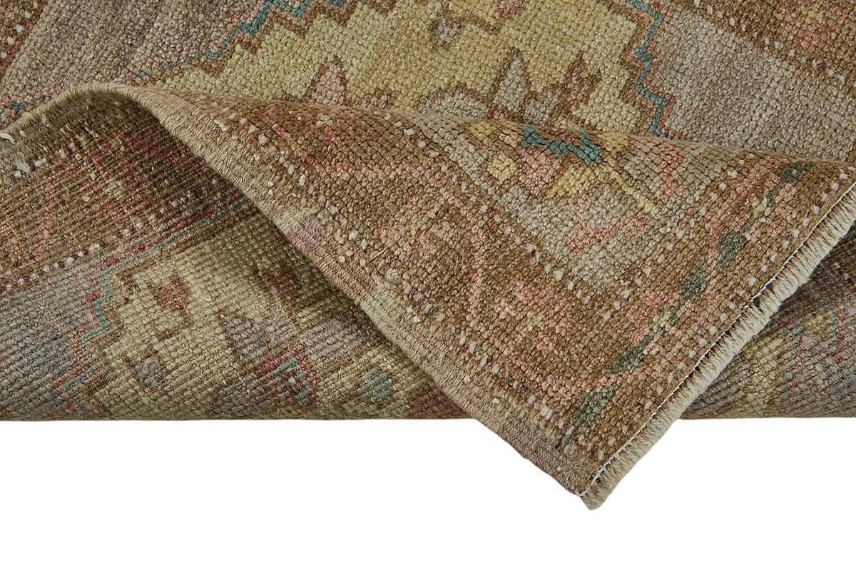 Vayla Gri Kahverengi Geometrik Desenli Etnik El Dokuma Halı 57x61 cm – kenar detayı