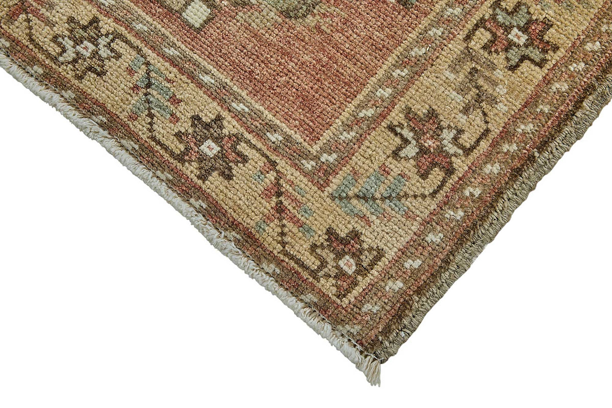 Vayla Kırmızı Bej Çiçek Floral Klasik El Dokuma Halı 59x65 cm – detay görünümü