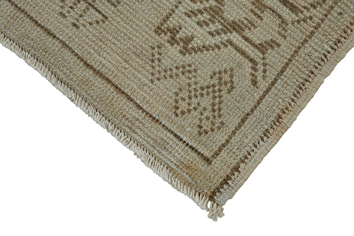 Vayla Bej Kahverengi Geometrik Etnik El Dokuma Halı 48x86 cm – detay görünümü