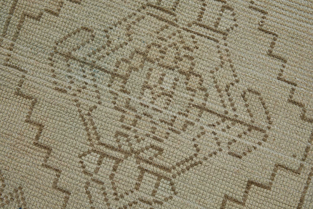 Vayla Bej Kahverengi Geometrik Etnik El Dokuma Halı 48x86 cm – mekânda kullanım
