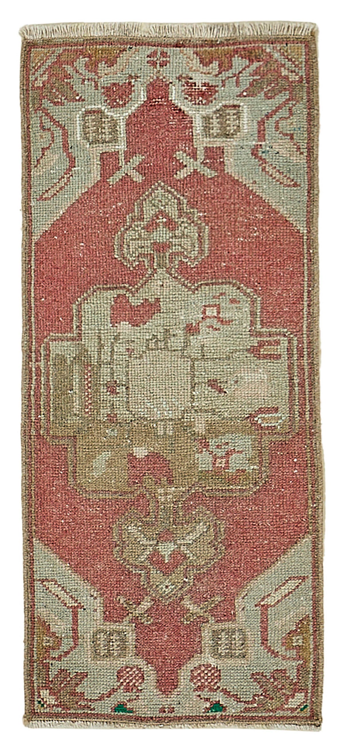 Vayla Madalyon Desenli Kırmızı Overdyed Vintage Yolluk 38x88 cm