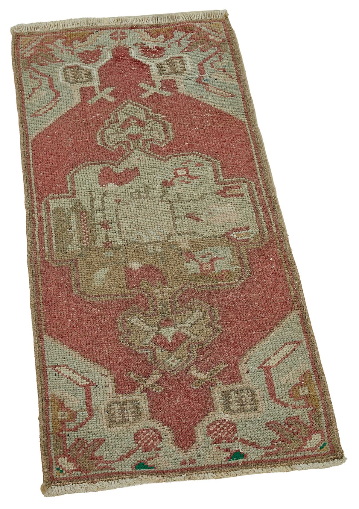 Vayla Madalyon Desenli Kırmızı Overdyed Vintage Yolluk 38x88 cm – genel görünüm