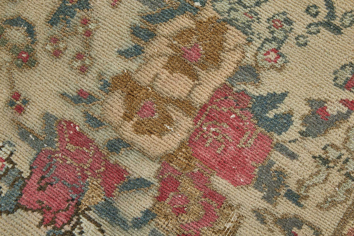 Vayla Çiçek Desenli Bej Halı Overdyed El Dokuması 49x96 cm 50739 – mekânda kullanım