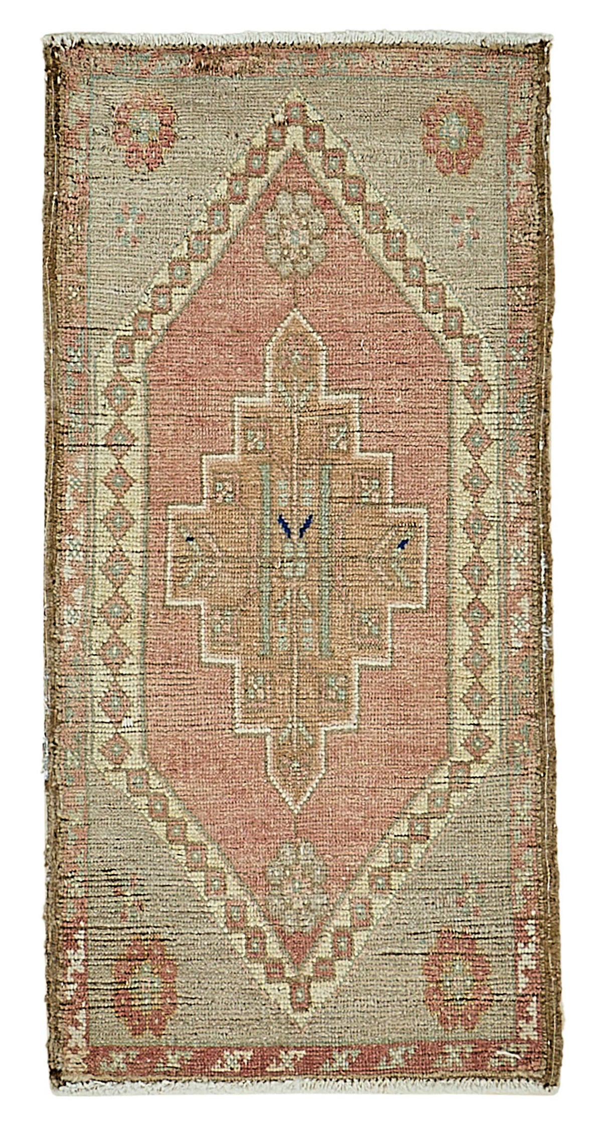 Vayla Pembe Bej Geometrik Etnik El Dokuma Halı 45x91 cm