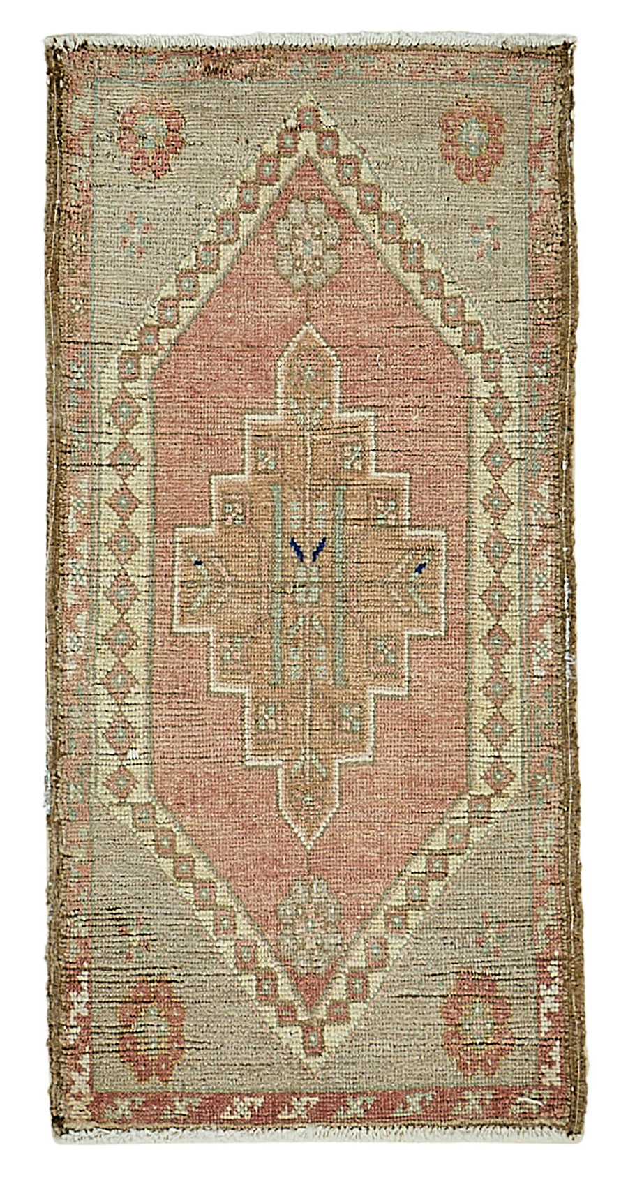 Vayla Pembe Bej Geometrik Etnik El Dokuma Halı 45x91 cm