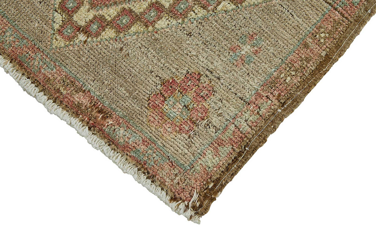 Vayla Pembe Bej Geometrik Etnik El Dokuma Halı 45x91 cm – detay görünümü