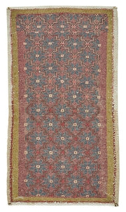 Vayla Bordo Lacivert Geometrik Etnik El Dokuma Halı 47x81 cm