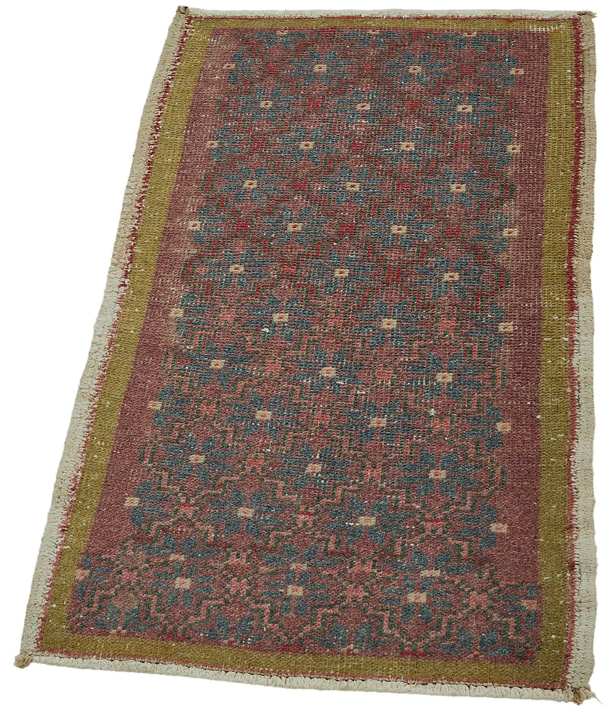 Vayla Bordo Lacivert Geometrik Etnik El Dokuma Halı 47x81 cm – doku yakın çekim