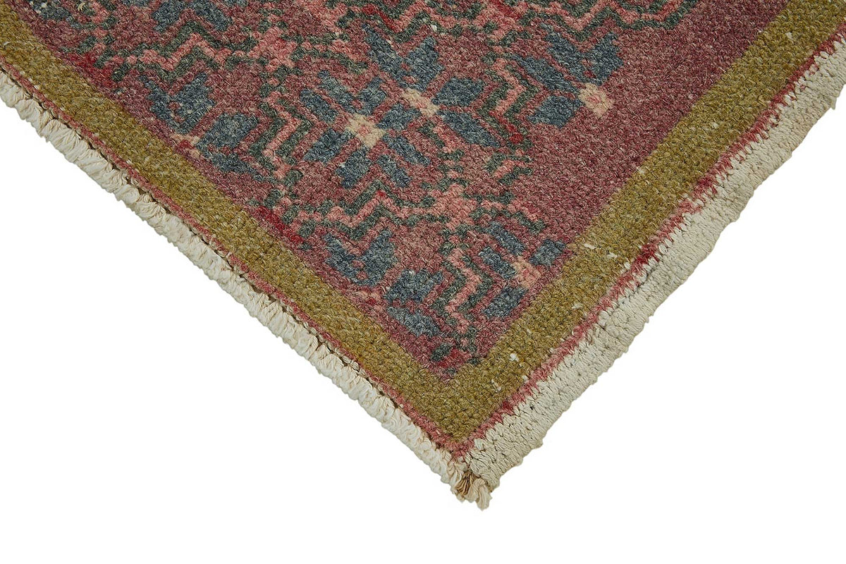 Vayla Bordo Lacivert Geometrik Etnik El Dokuma Halı 47x81 cm – detay görünümü