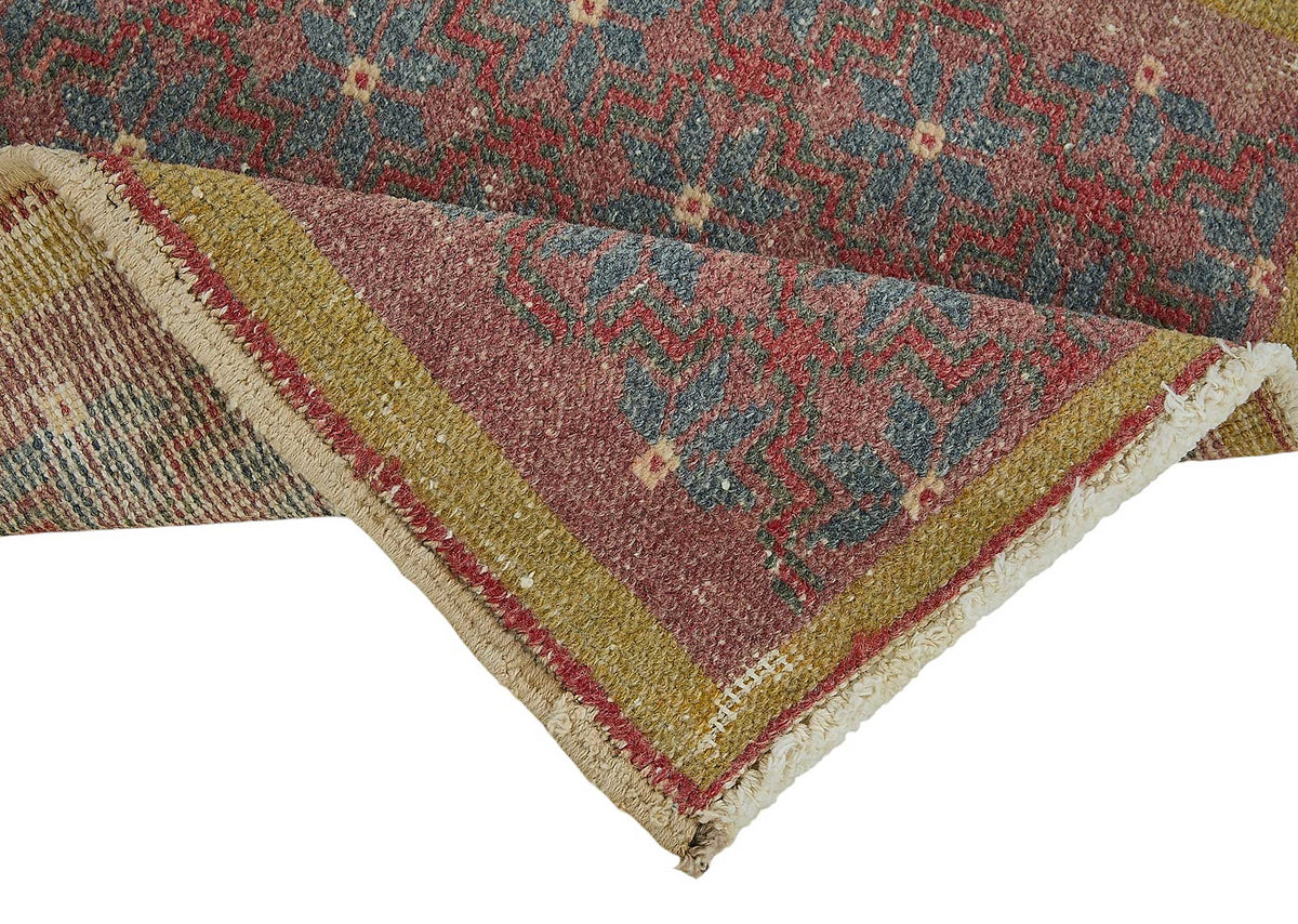 Vayla Bordo Lacivert Geometrik Etnik El Dokuma Halı 47x81 cm – kenar detayı
