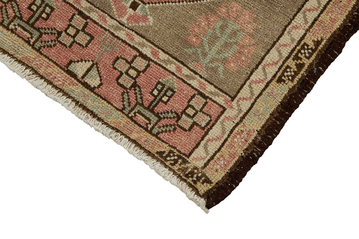 Vayla Gri Pembe Geometrik Etnik El Dokuma Halı 51x91 cm – detay görünümü