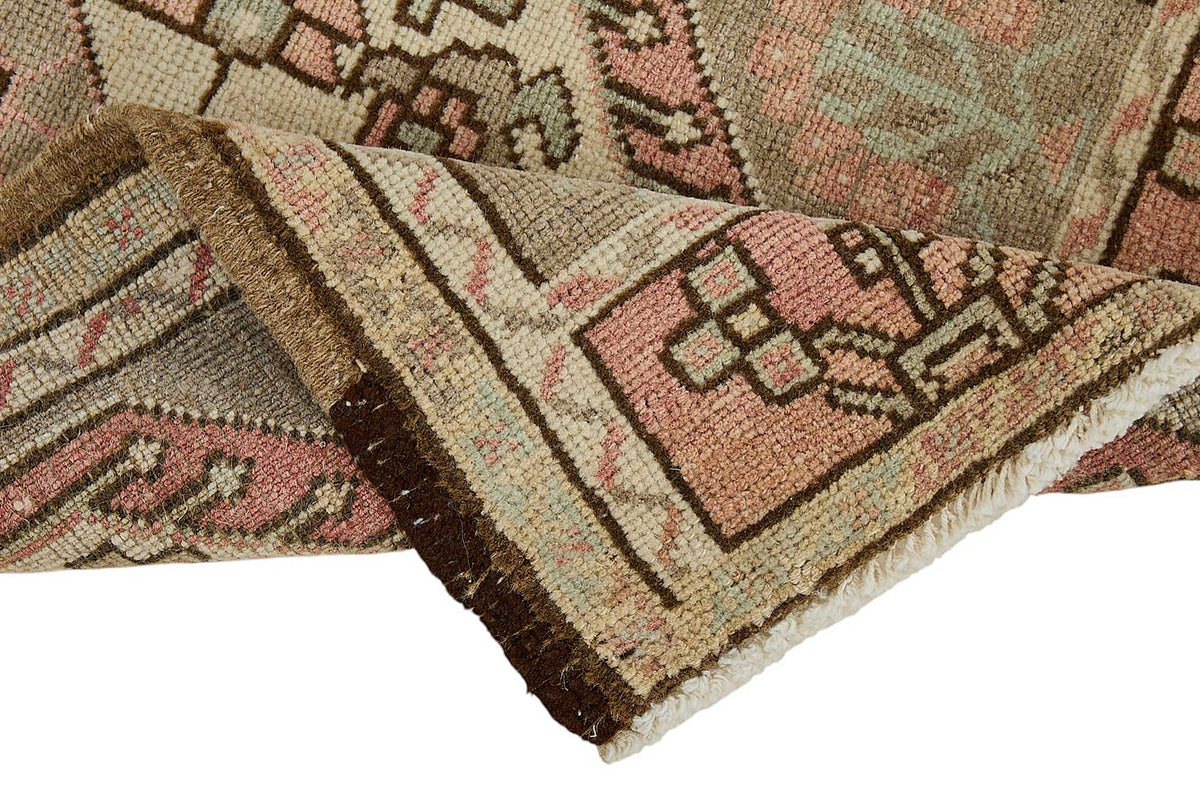 Vayla Gri Pembe Geometrik Etnik El Dokuma Halı 51x91 cm – kenar detayı
