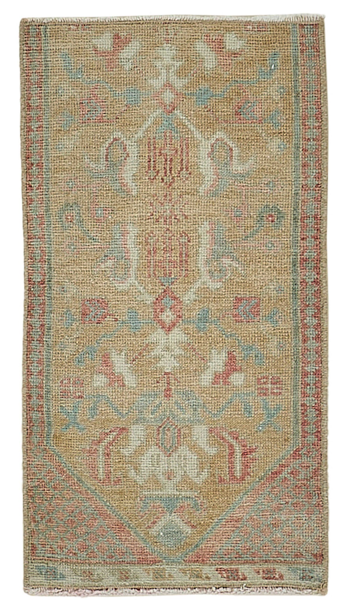 Vayla Açık Bej Soluk Pembe Madalyon El Dokuma Halı 40x75 cm