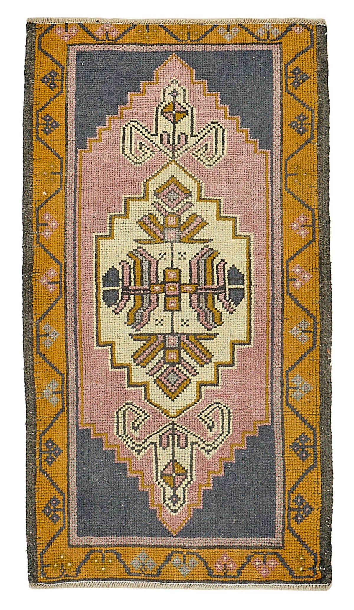 Vayla Antrasit Geometrik Desenli Overdyed Yün Halı 58x101 cm