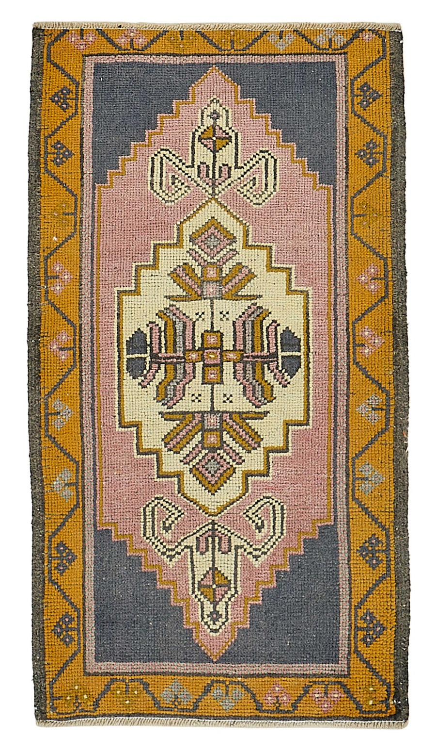 Vayla Antrasit Geometrik Desenli Overdyed Yün Halı 58x101 cm