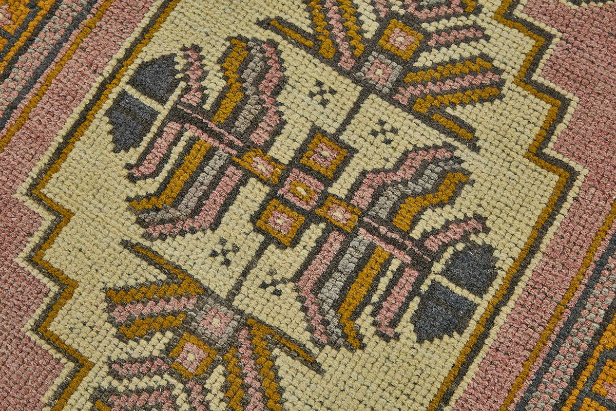 Vayla Antrasit Geometrik Desenli Overdyed Yün Halı 58x101 cm – mekânda kullanım