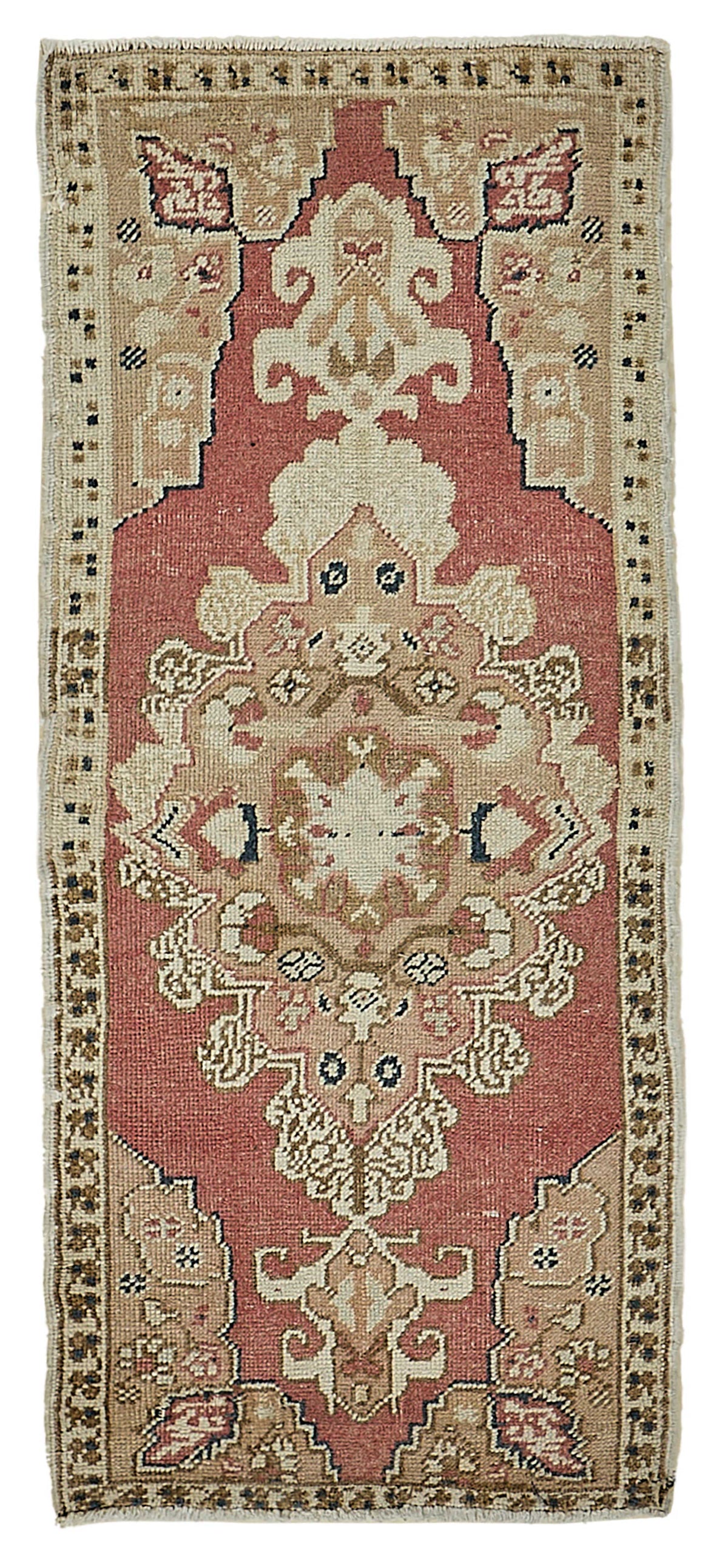 Vayla Gümüş Kırmızı Madalyon Desenli Klasik El Dokuma Halı 50x114 cm