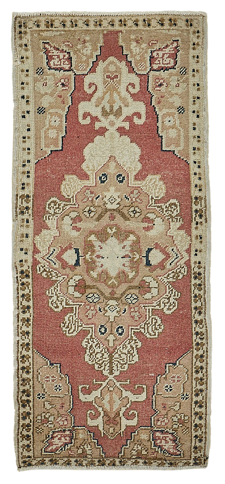 Vayla Gümüş Kırmızı Madalyon Desenli Klasik El Dokuma Halı 50x114 cm