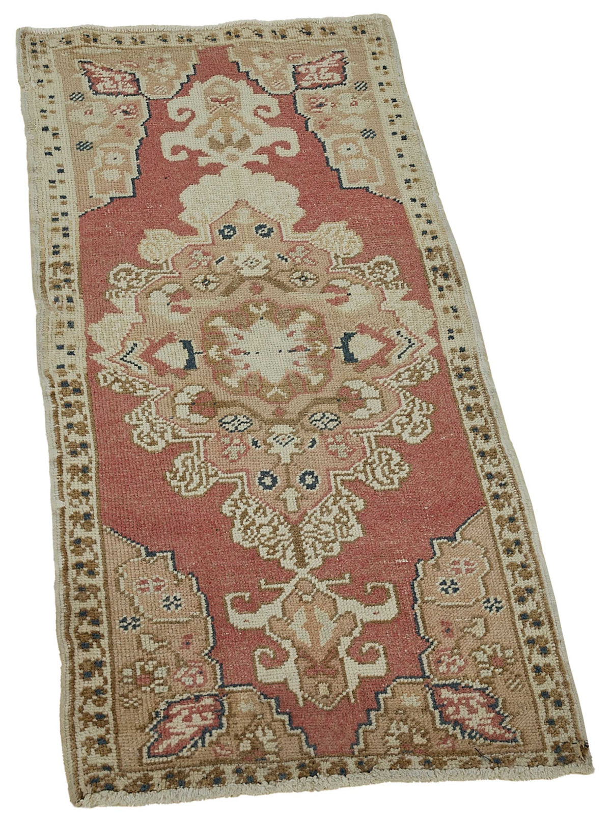 Vayla Gümüş Kırmızı Madalyon Desenli Klasik El Dokuma Halı 50x114 cm – genel görünüm