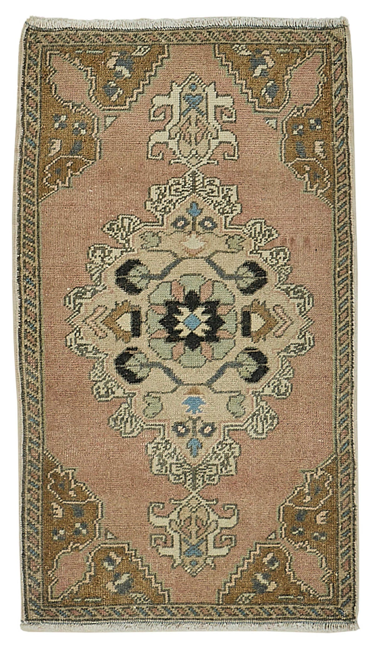 Vayla Gümüş Bej Madalyon Desenli Klasik El Dokuma Halı 51x87 cm