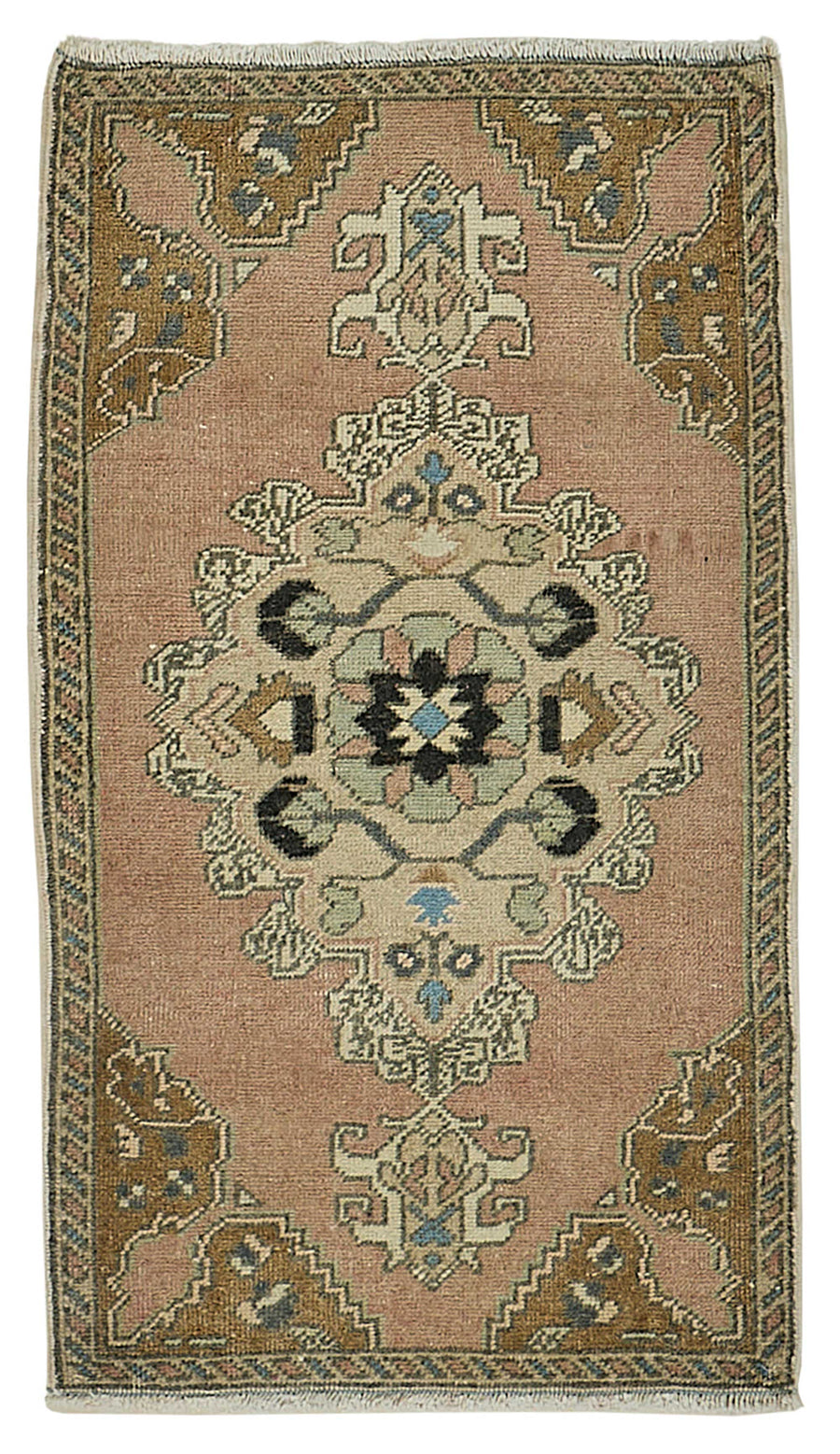 Vayla Gümüş Bej Madalyon Desenli Klasik El Dokuma Halı 51x87 cm