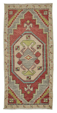 Vayla Kırmızı Etnik Halı Overdyed Yastık Ebadı 50x100 cm