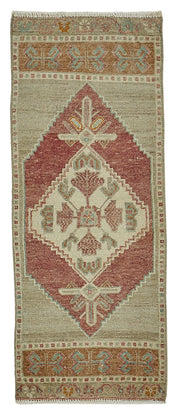Vayla Bej Bordo Geometrik Desenli Etnik El Dokuma Halı 41x103 cm