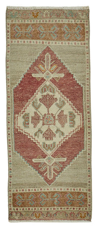 Vayla Bej Bordo Geometrik Desenli Etnik El Dokuma Halı 41x103 cm