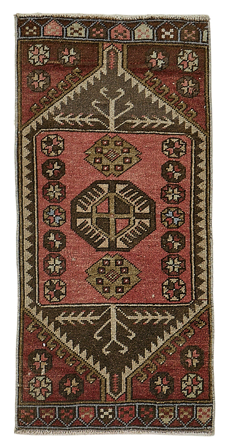 Vayla Kırmızı Geometrik Desenli Yün Etnik Halı 47x96 cm 50772