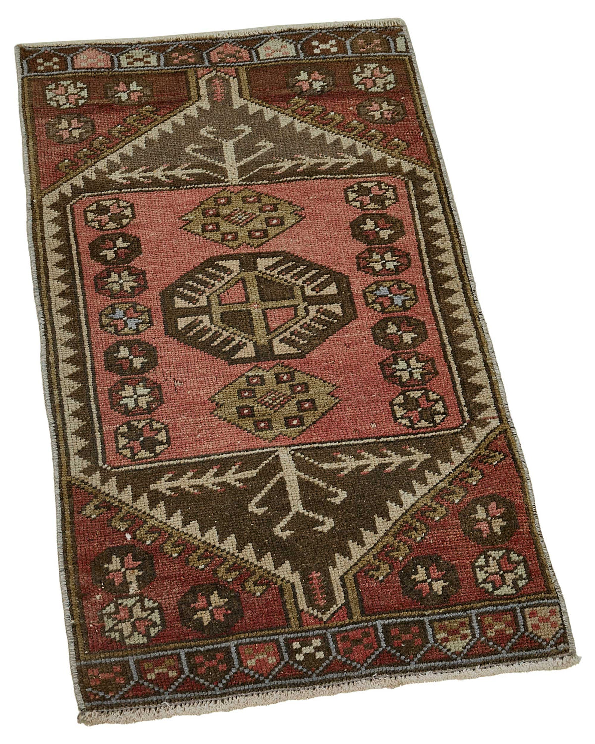 Vayla Kırmızı Geometrik Desenli Yün Etnik Halı 47x96 cm 50772 – genel görünüm
