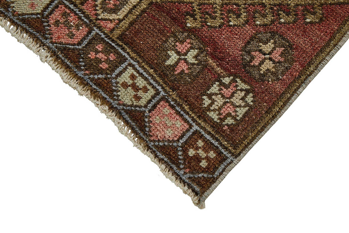 Vayla Kırmızı Geometrik Desenli Yün Etnik Halı 47x96 cm 50772 – detay görünümü